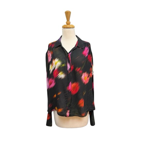 rag & bone Tops - Rag & Bone Aubrey Button Down Shirt Size M Medium Black Multicolor